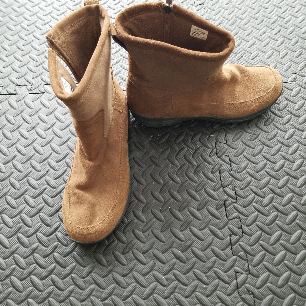 LL bean mens brown suede fleece lined boots Sz 12m
